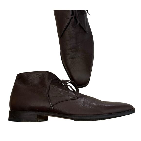 Saks Fifth Avenue Ankle Boot Mens 11.5 Italy Leather Brown Quiet Luxury Modern